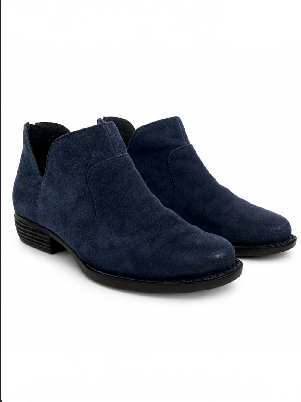 Born Distressed Blue Suede Ankle Booties Low Heel Casual Western 7M (Fits Long) - Picture 2 of 13